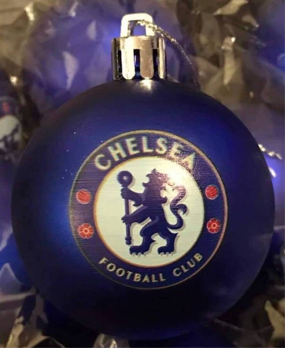 ( 10 Baubles in each Pack ) Chelsea Blue printed Christmas Tree Decorations