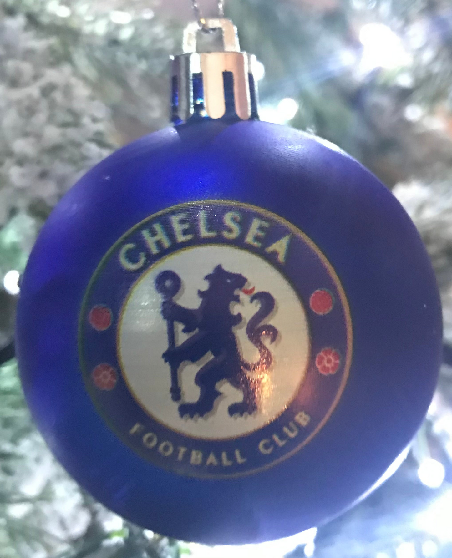 ( 10 Baubles in each Pack ) Chelsea Blue printed Christmas Tree Decorations