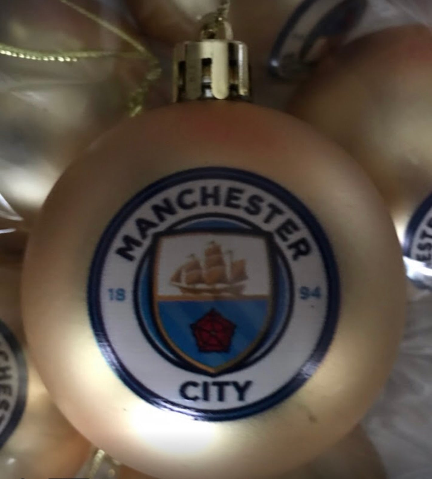 ( 10 per Pack ) Manchester city Gold printed Christmas Decorations