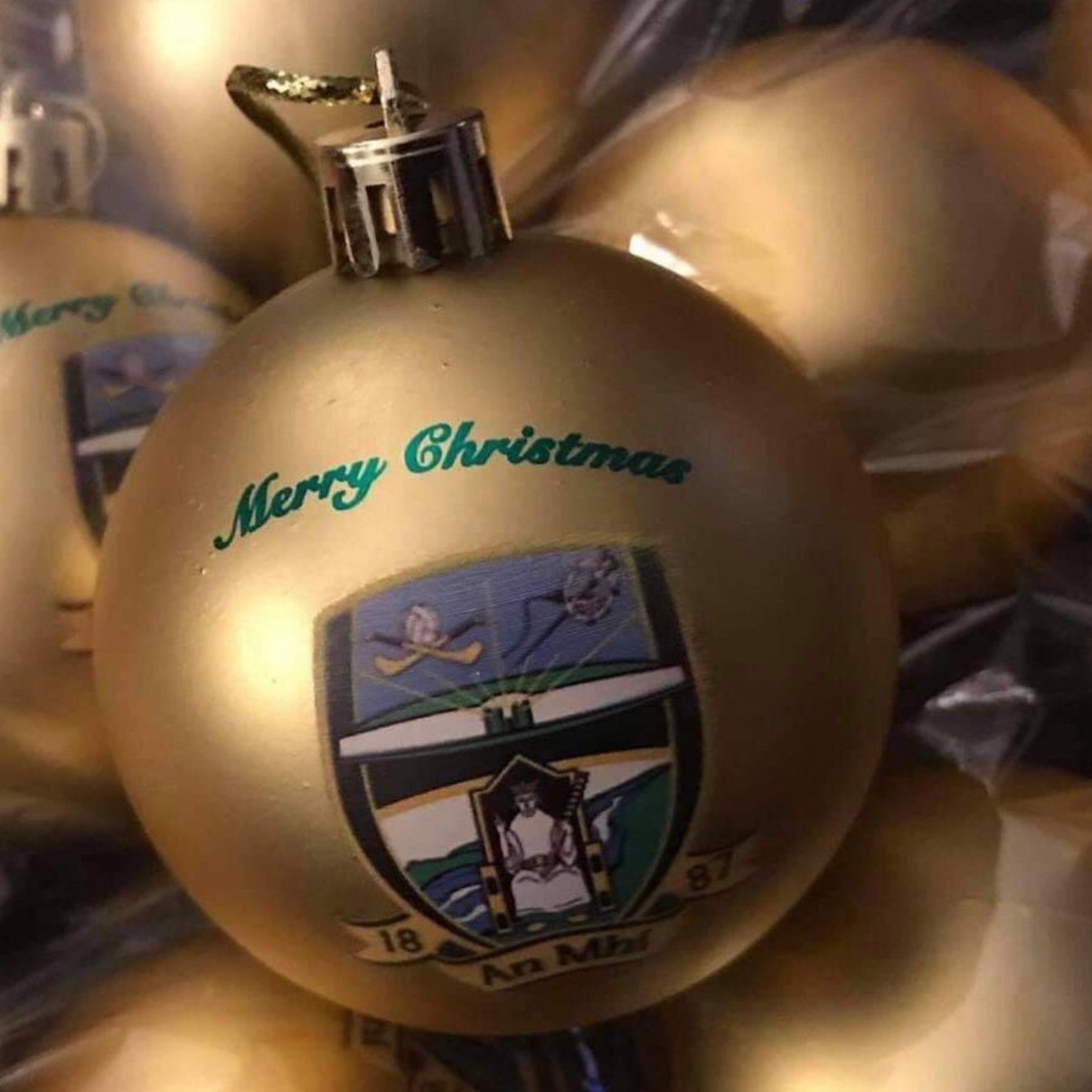 ( 10 Per Pack ) Meath GAA Gold printed Christmas Tree Decorations