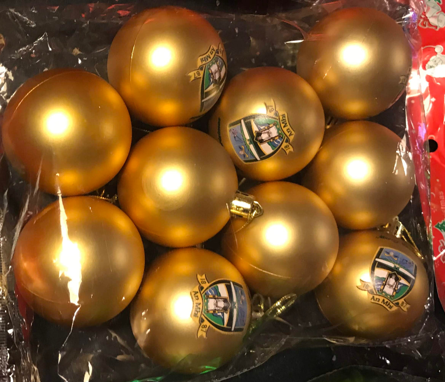 ( 10 Per Pack ) Meath GAA Gold printed Christmas Tree Decorations