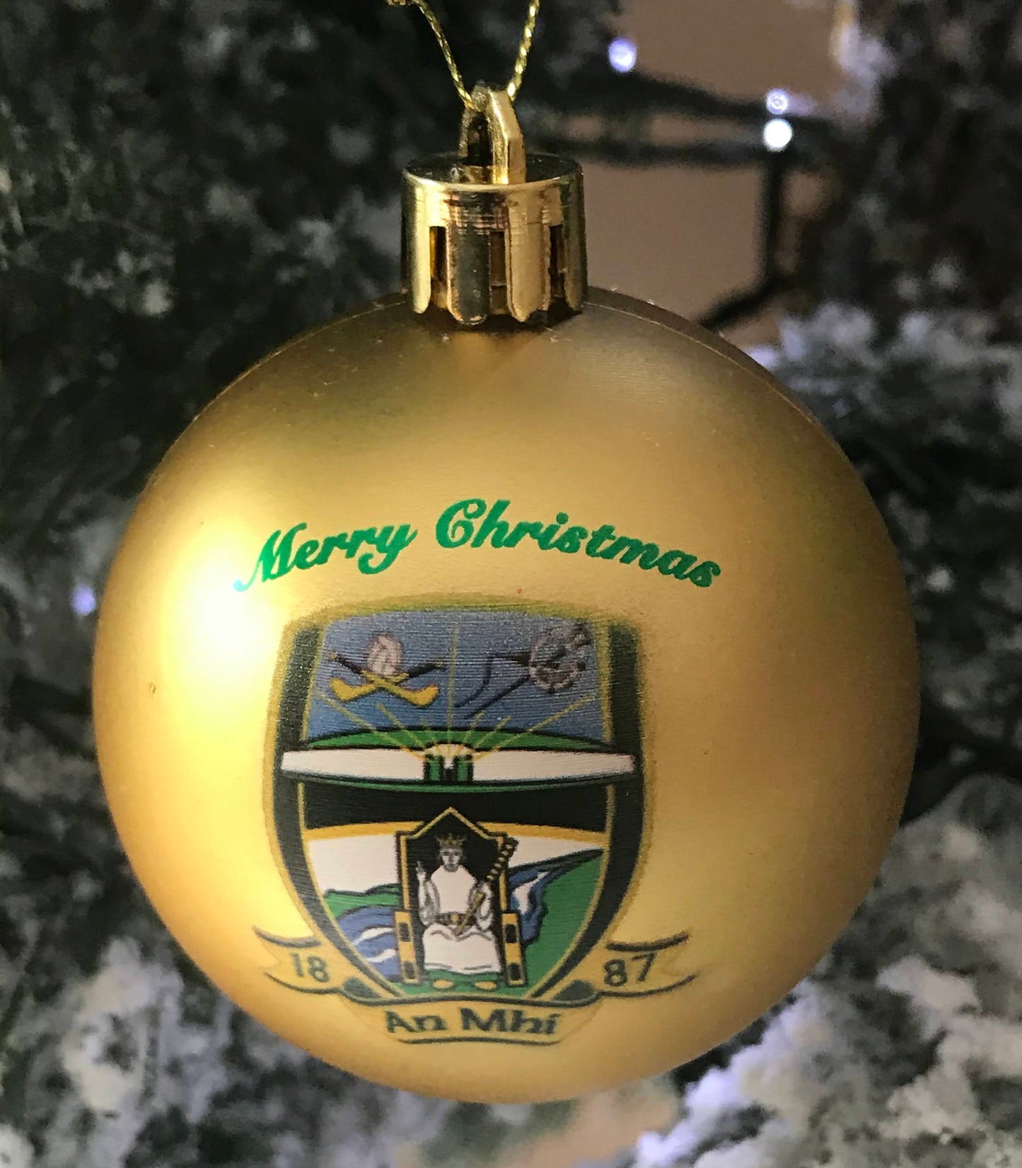 ( 10 Per Pack ) Meath GAA Gold printed Christmas Tree Decorations