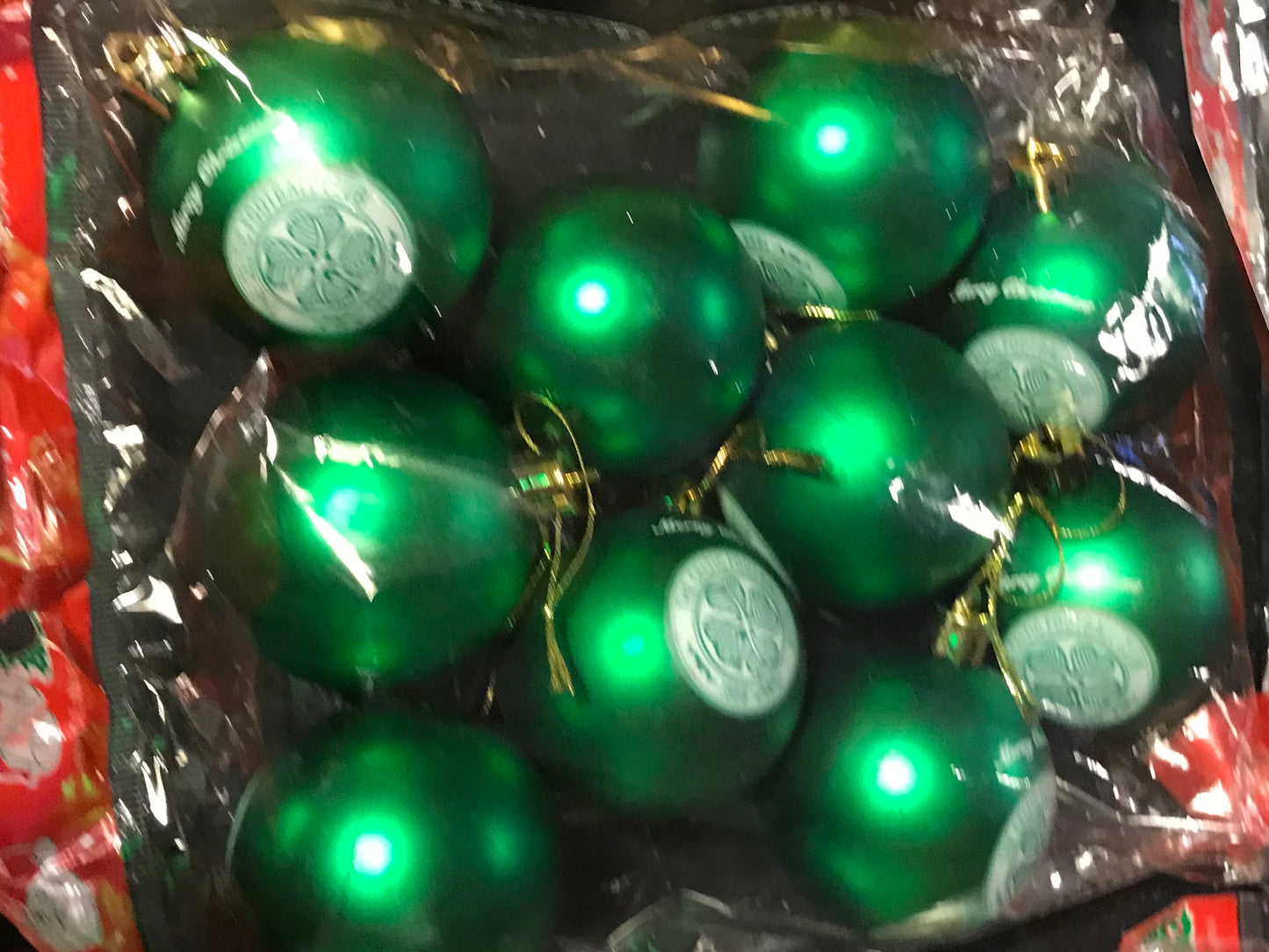 ( 10 Per Pack ) Celtic Green printed Christmas Tree Decorations
