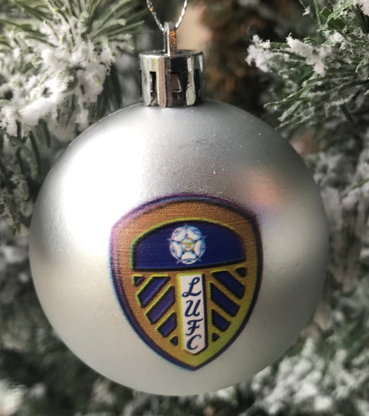 ( 10 Baubles in each Pack ) Leeds Silver printed Christmas  Tree Decorations
