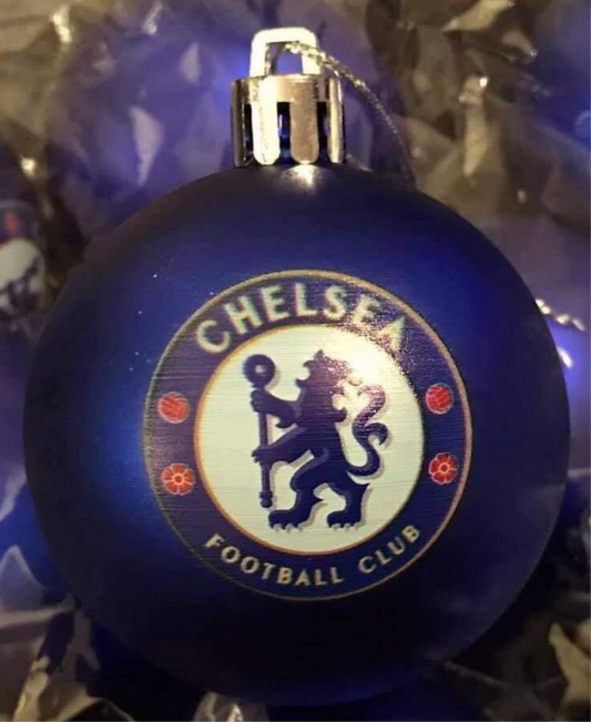 ( 10 Baubles in each Pack ) Chelsea  Blue printed Christmas Tree Decorations