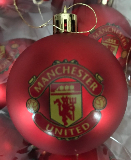 ( 10 Baubles in each pack )Man United  Red printed  Christmas Tree Decorations