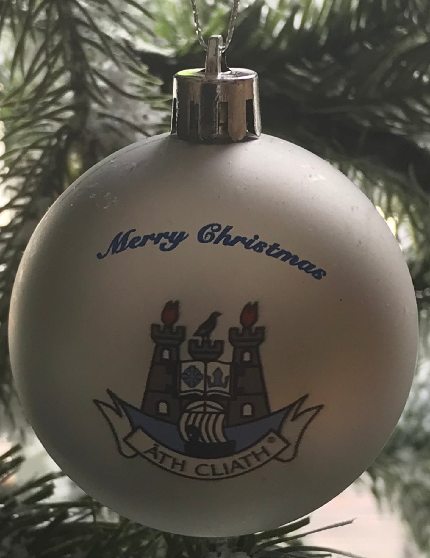 ( 10 Per Pack) Dublin GAA  Silver printed Christmas Tree Decorations