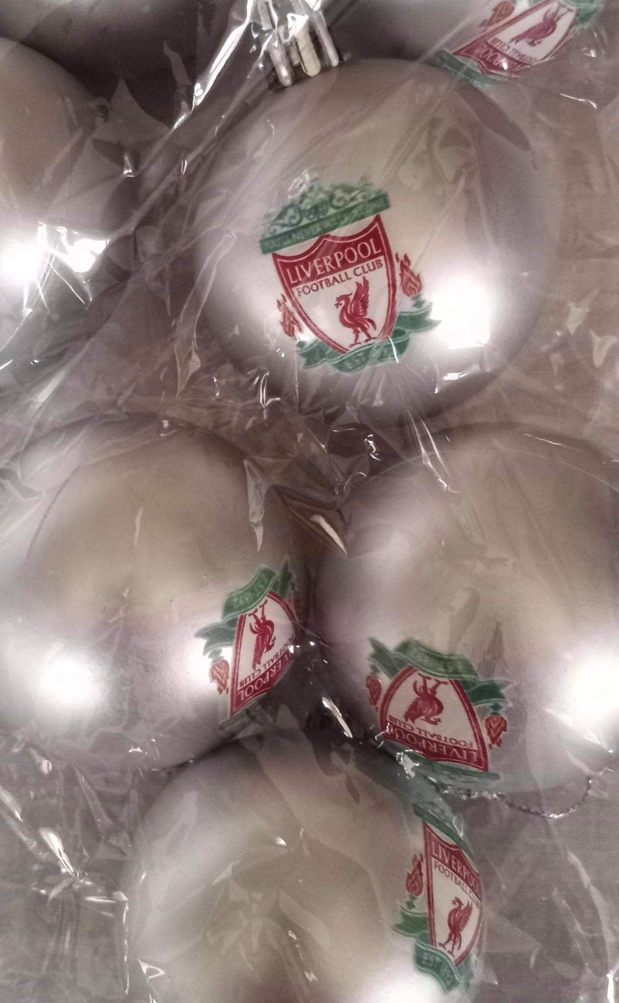 ( 10 Baubles in each  Pack ) Liverpool  Silver printed Christmas Tree Decorations