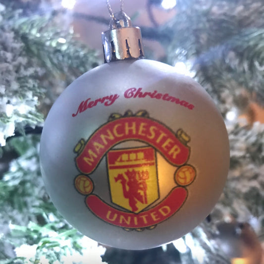 ( 10 Per Pack ) Man United  Silver printed Christmas Tree Decorations