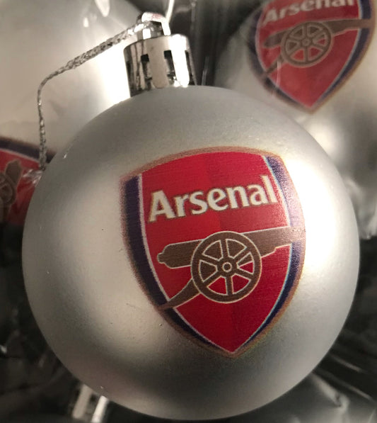 ( 10 Per Pack ) Arsenal Silver printed Christmas Tree Decorations