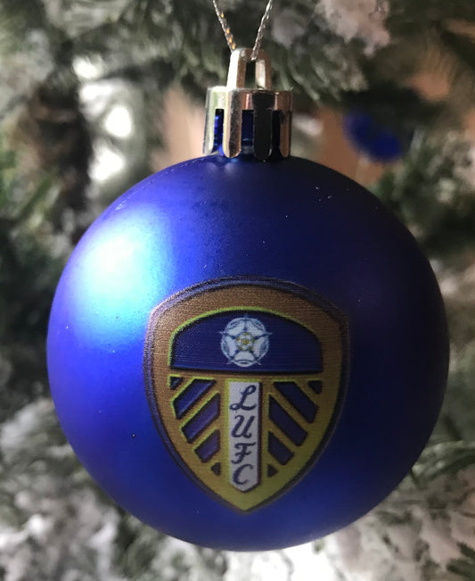 ( 10 Per Pack ) Leeds  Blue  printed Christmas Tree Decorations