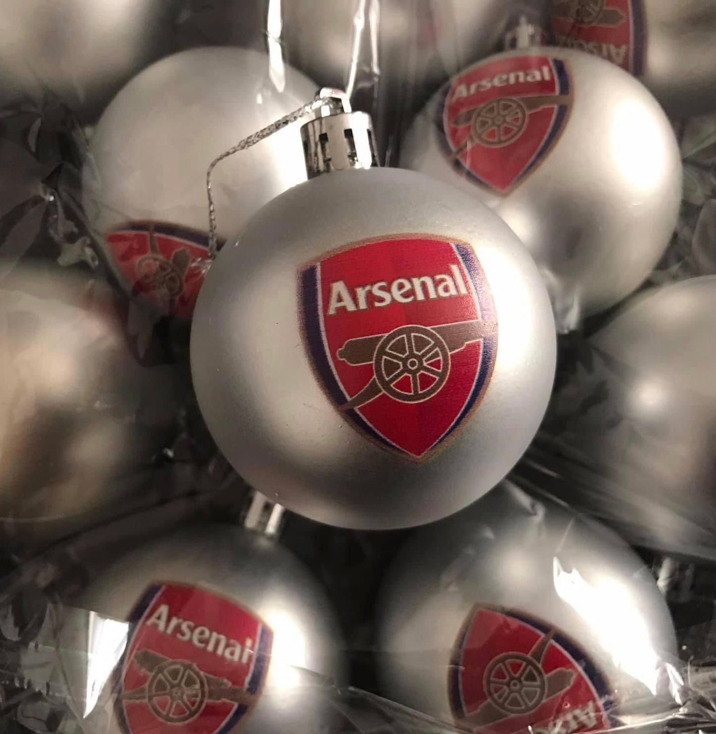 ( 10 Per Pack ) Arsenal Silver printed Christmas Tree Decorations