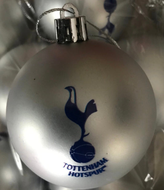 (10 per pack) Tottenham  Silver printed Christmas Decorations