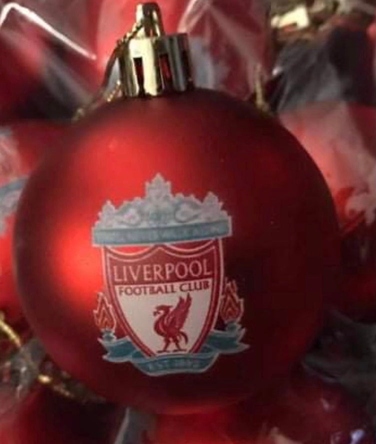( 10 Baubles in each pack) Liverpool Red printed Christmas Tree Decorations
